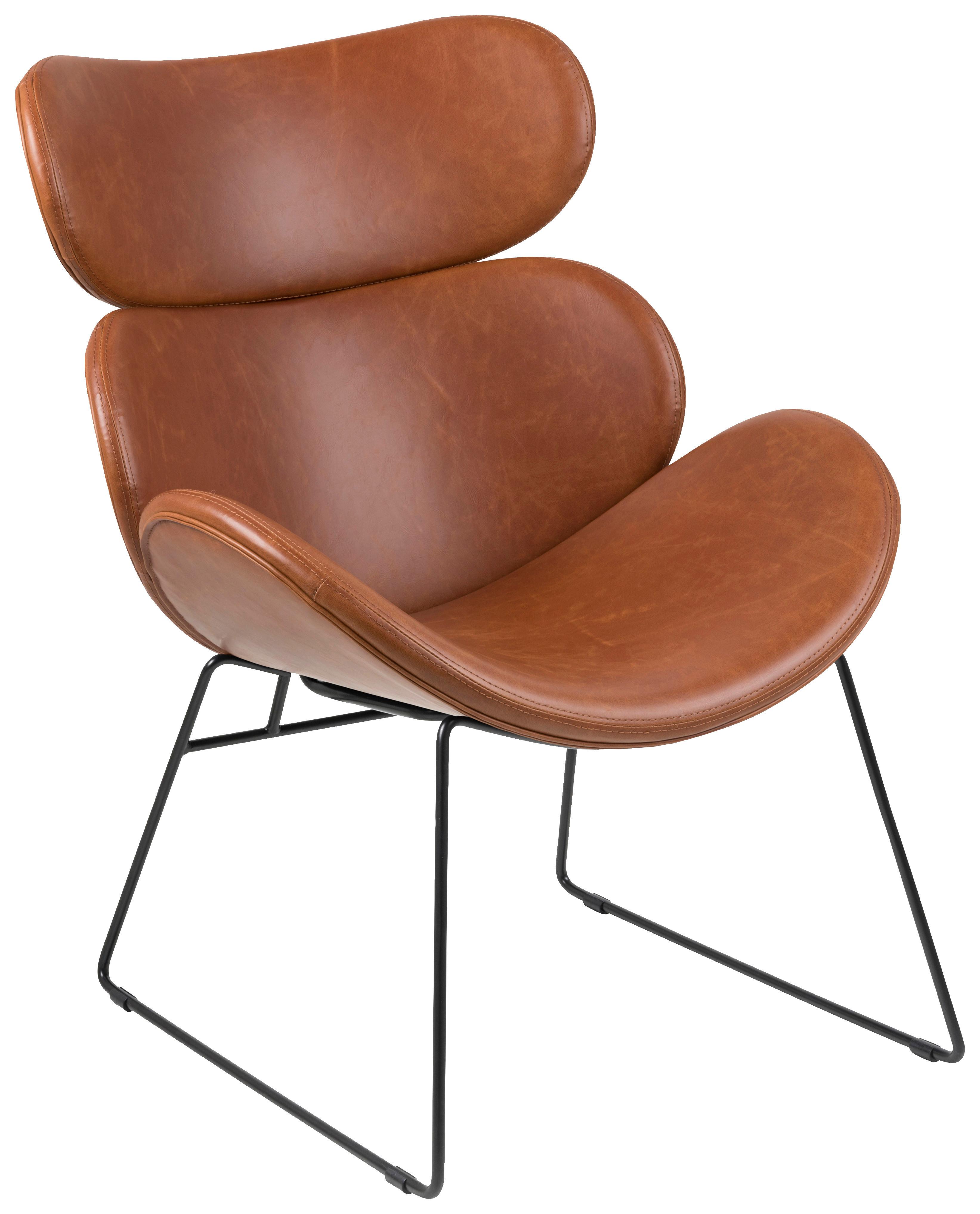 Esszimmersessel Cazar Cognac Gepolstert - Cognac/Schwarz, Trend, Textil (69/90,5/78,5cm) - MID.YOU