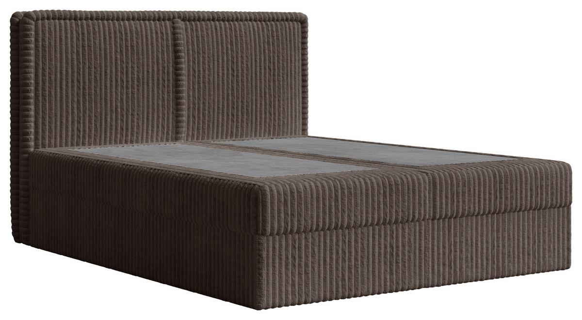 Boxbett Barcelona mit Topper 140x200 - Schwarz/Braun, MODERN, Holz/Kunststoff (140/200cm) - Livetastic