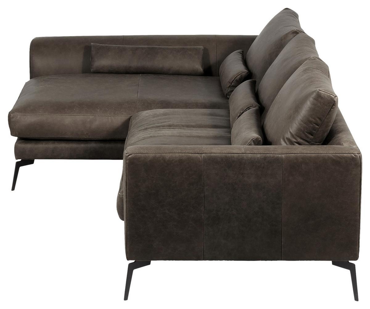 Ecksofa Berlin Fango S: 172 cm - Fango/Schwarz, Design, Leder (172/313cm) - Livetastic
