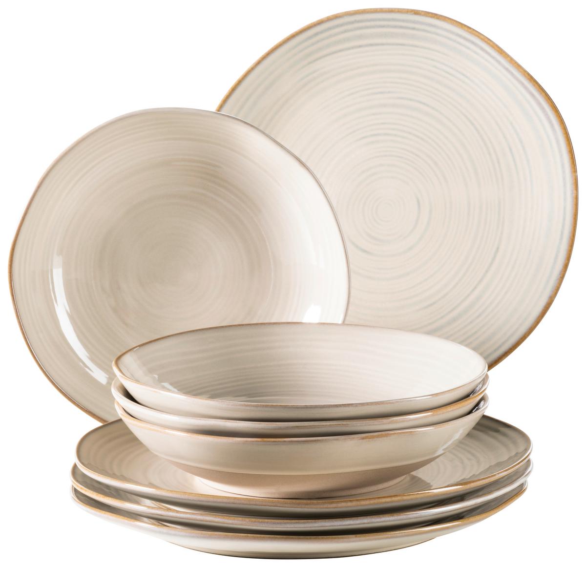 Tafelservice Keramik 4 Personen Geschirr Set - Beige, Basics, Keramik - Mäser