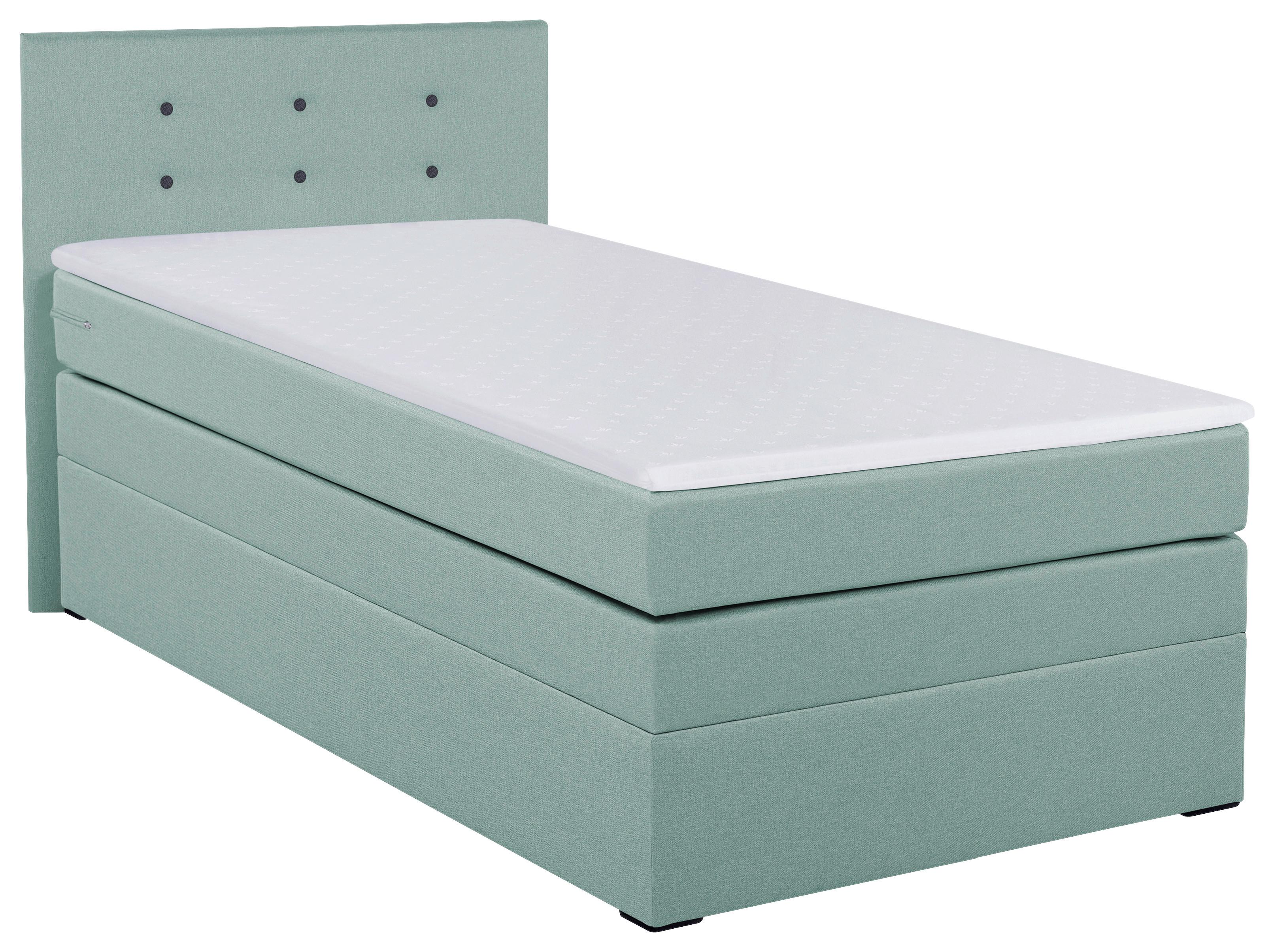 Boxspringbett Mit Bettkasten Siam Twist 90x200 Cm Mintgrün - Schwarz/Mintgrün, Basics, Holzwerkstoff/Textil (90/200cm)