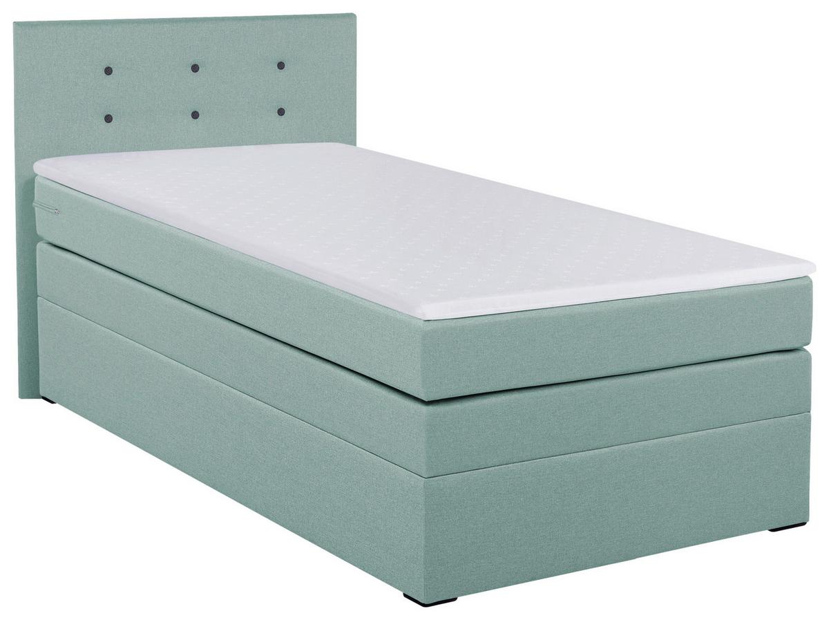 Boxspringbett Mit Bettkasten Siam Twist 90x200 Cm Mintgrün - Schwarz/Mintgrün, Basics, Holzwerkstoff/Textil (90/200cm)
