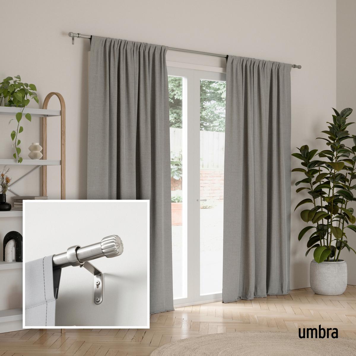 Vorhangstangenset Cleo Nickelfarben L: 168-305 cm - Nickelfarben, KONVENTIONELL, Kunststoff/Metall (168-305cm) - Umbra