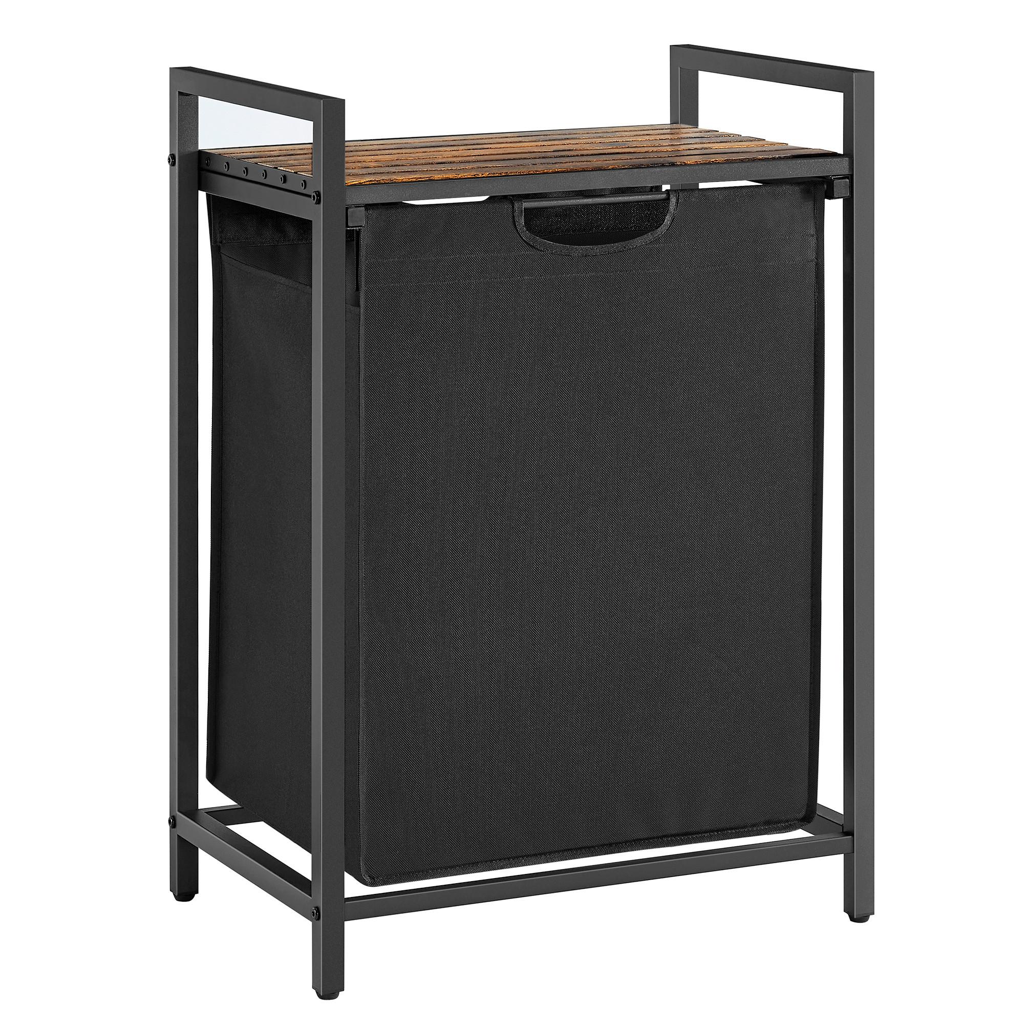 Wäschekorb Braun/Schwarz B: 50cm - Schwarz/Braun, Trend, Holzwerkstoff/Textil (50/72/33cm) - MID.YOU