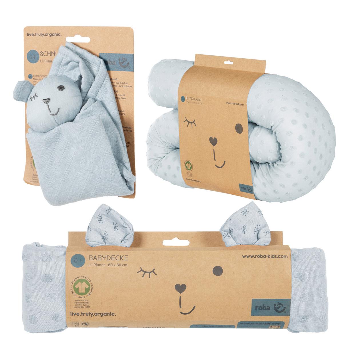 Geschenkset hellblau Kuscheln & Spielen - Hellblau, MODERN, Textil - Roba