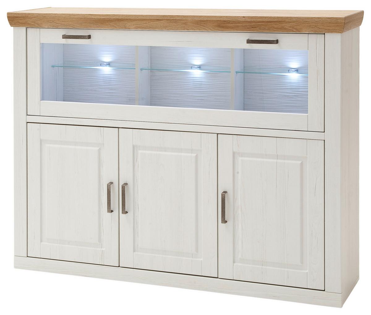 Highboard B: 163 Cm Brixen Eichen/pinie Dekor - Eichefarben/Schwarz, Design, Glas/Holzwerkstoff (163/123/40cm) - Livetastic