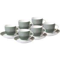 Tassenset Grau Weiß 6-teilig B: 10,5 cm - Weiß/Grau, Basics, Keramik (10,5/7,3/8cm) - Van Well