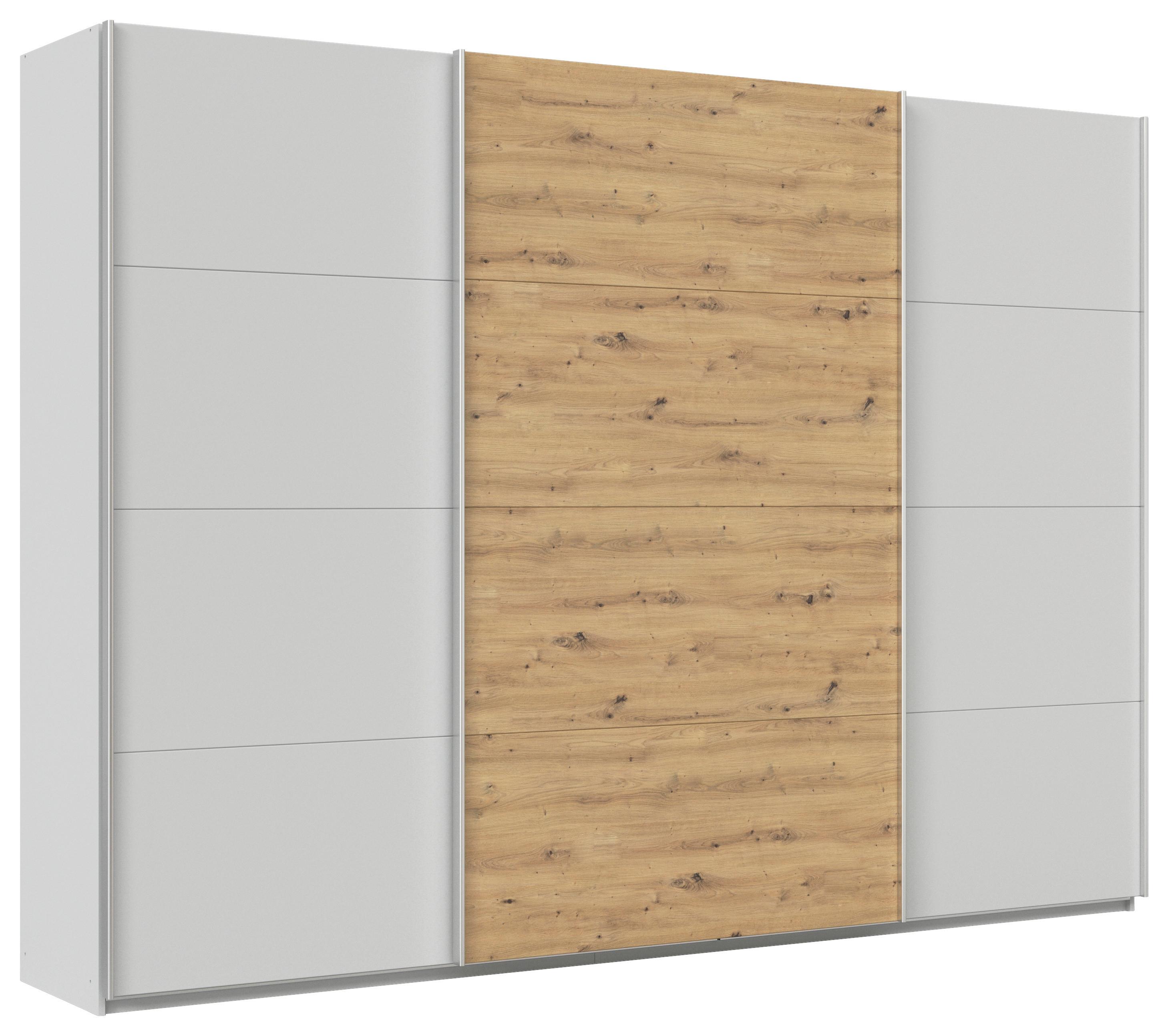 Schwebetürenschrank B: 315cm Feldkirch Seidengr/Eiche Dekor - Hellgrau/Eiche Artisan, MODERN, Holzwerkstoff (315/229/62cm)