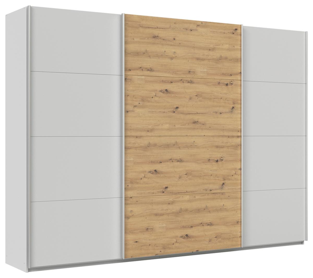 Schwebetürenschrank B: 315cm Feldkirch Seidengr/Eiche Dekor - Hellgrau/Eiche Artisan, MODERN, Holzwerkstoff (315/229/62cm)