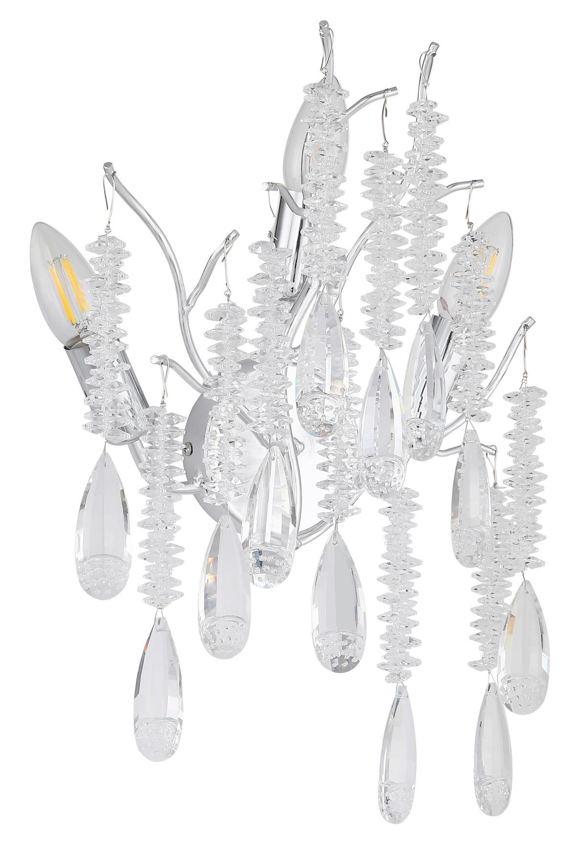 Wandleuchte Exkl. 3xe14, 40w - Klar/Silberfarben, KONVENTIONELL, Glas/Metall (35/47cm) - Globo