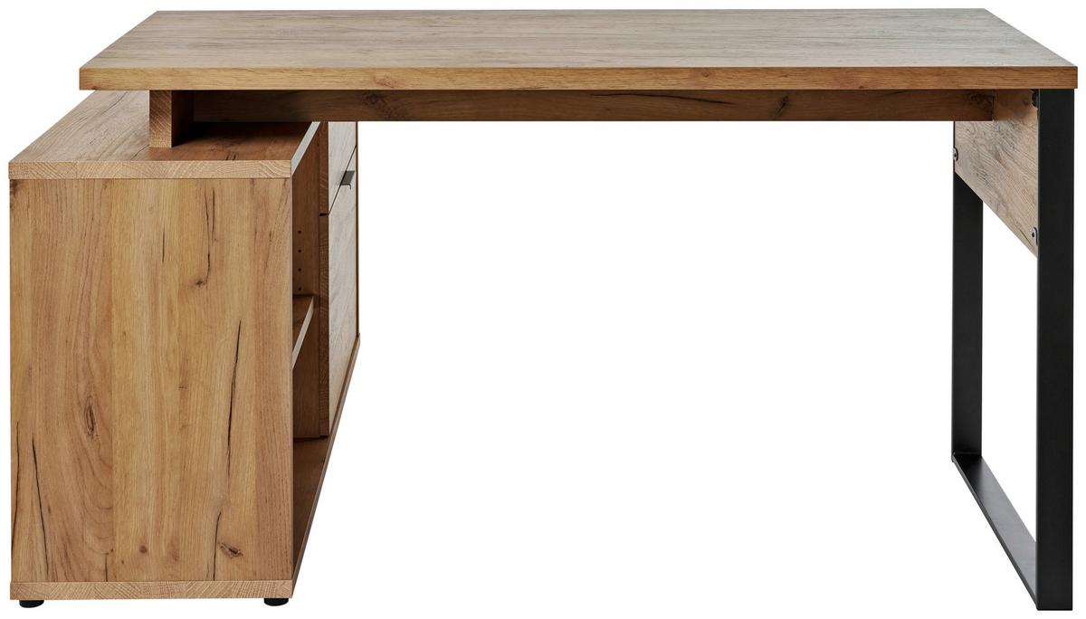 Eckschreibtisch Mit Stauraum B: 120cm H: 76cm Loop C 150 E - Eichefarben/Anthrazit, MODERN, Holzwerkstoff/Metall (150/120/76cm) - Livetastic