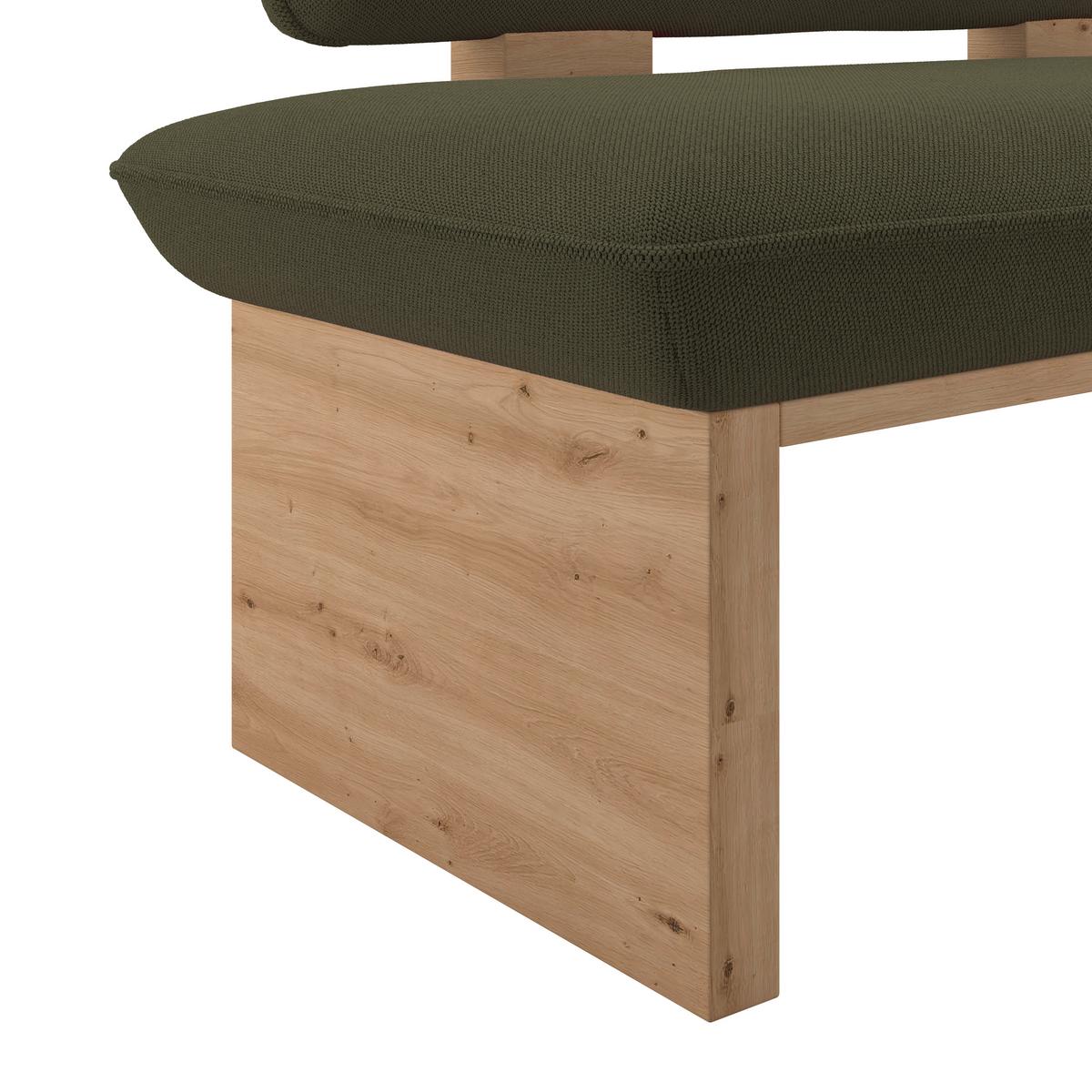 Sitzbank  Beluna II Webstoff grün, B: 120cm - Eichefarben/Schwarz, KONVENTIONELL, Holzwerkstoff/Textil (120/87/67cm) - James Wood