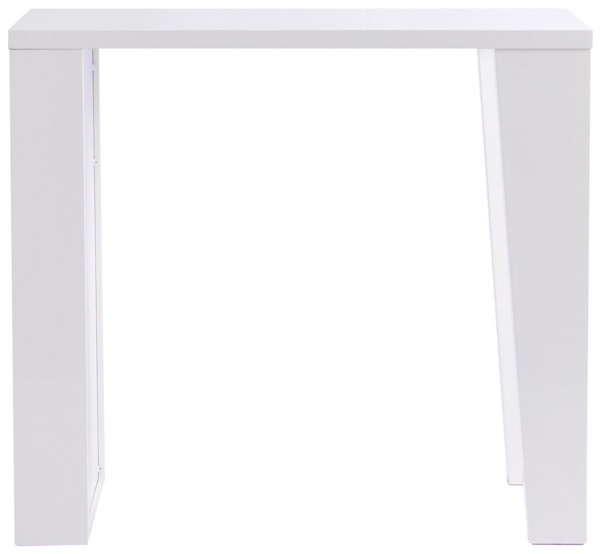 Bartisch Lyon 120x107x60 cm Mdf Weiß Hochglanz 3 Ablagen - Weiß Hochglanz, KONVENTIONELL, Holzwerkstoff/Metall (120/107/60cm)