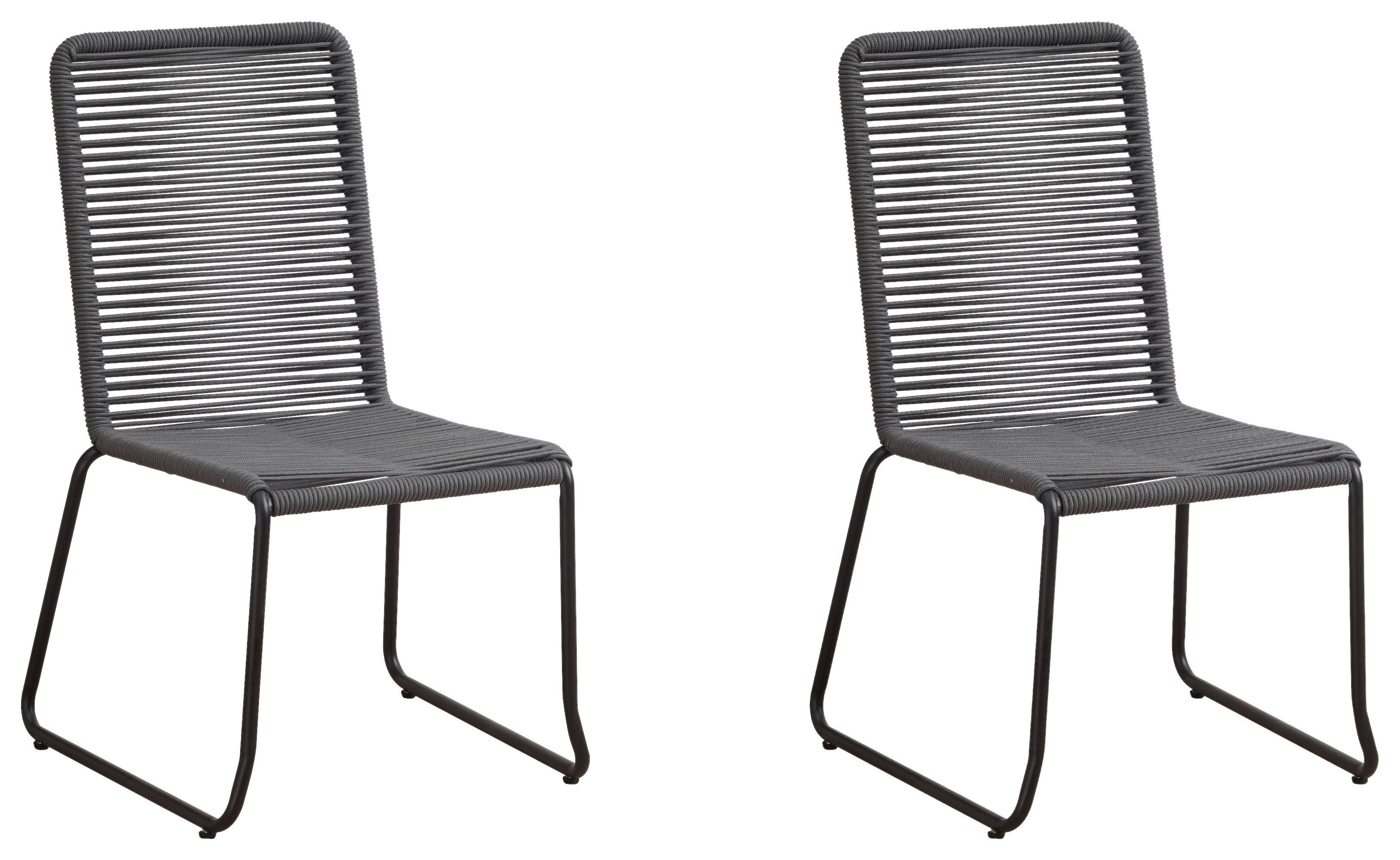 Gartensessel-Set 2-Tlg. Zundert Metall/Kunststoff - Anthrazit, Design, Kunststoff/Metall (60/89/44cm) - Gardenson