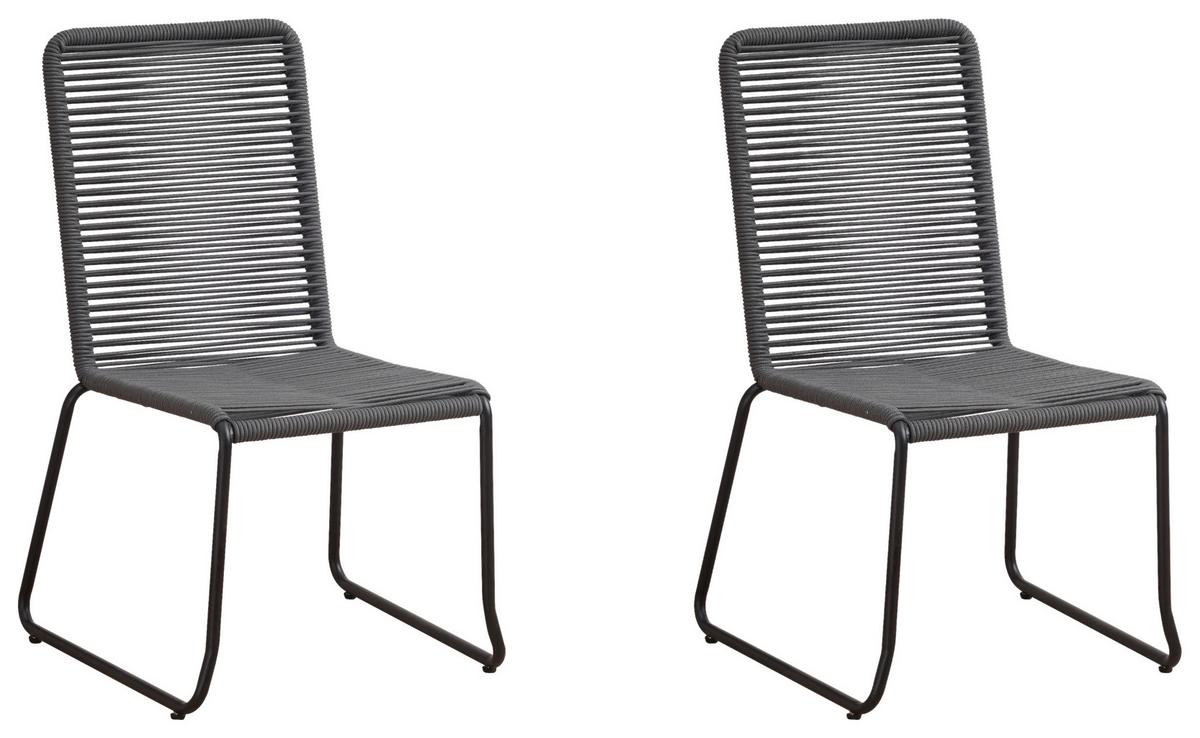 Gartensessel-Set 2-Tlg. Zundert Metall/Kunststoff - Anthrazit, Design, Kunststoff/Metall (60/89/44cm) - Gardenson
