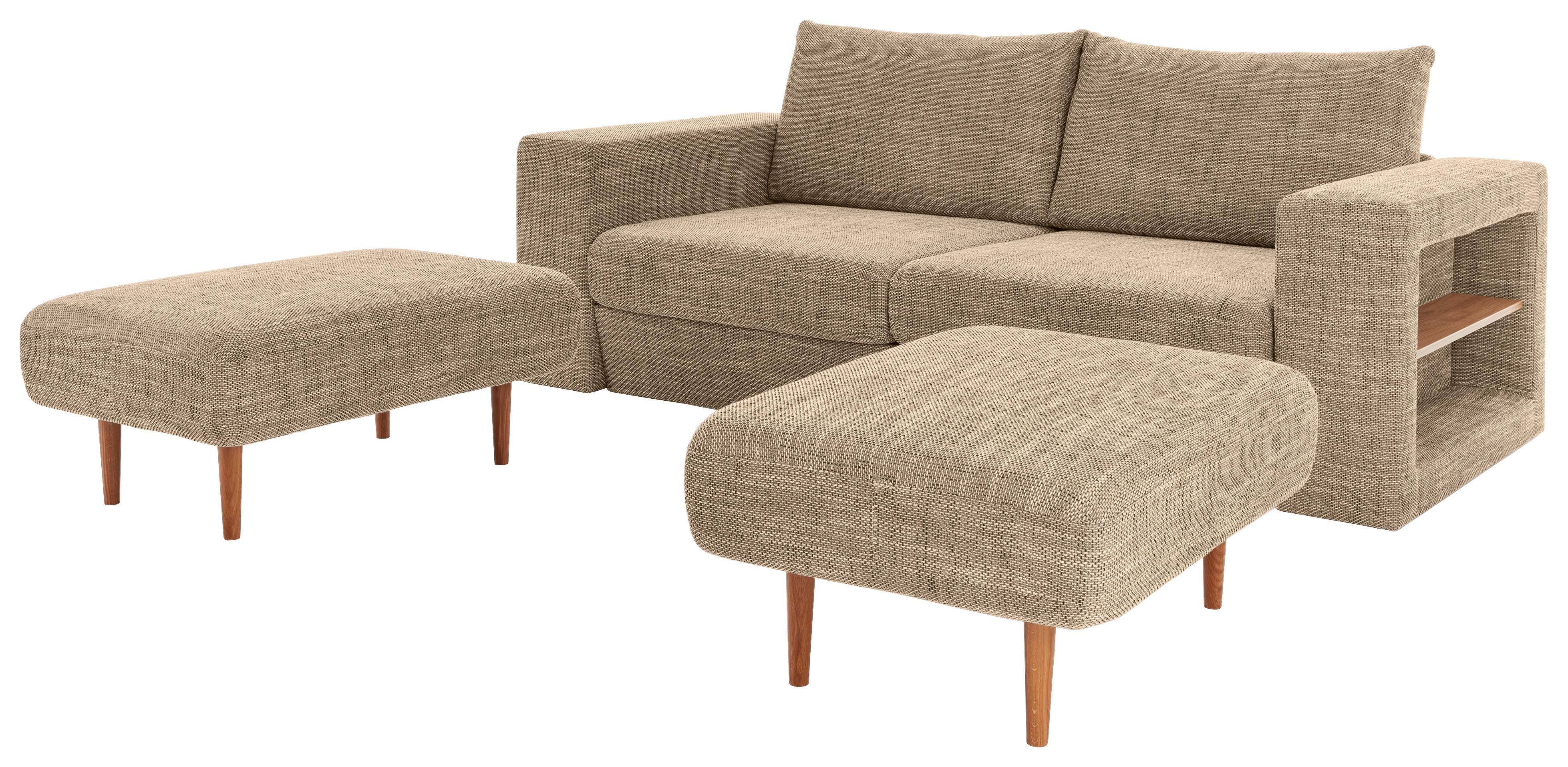 VIERSITZER-SOFA LOOKS V-2 - Eichefarben/Beige, Design, Textil (252/96/107cm) - LOOKS by W.Joop