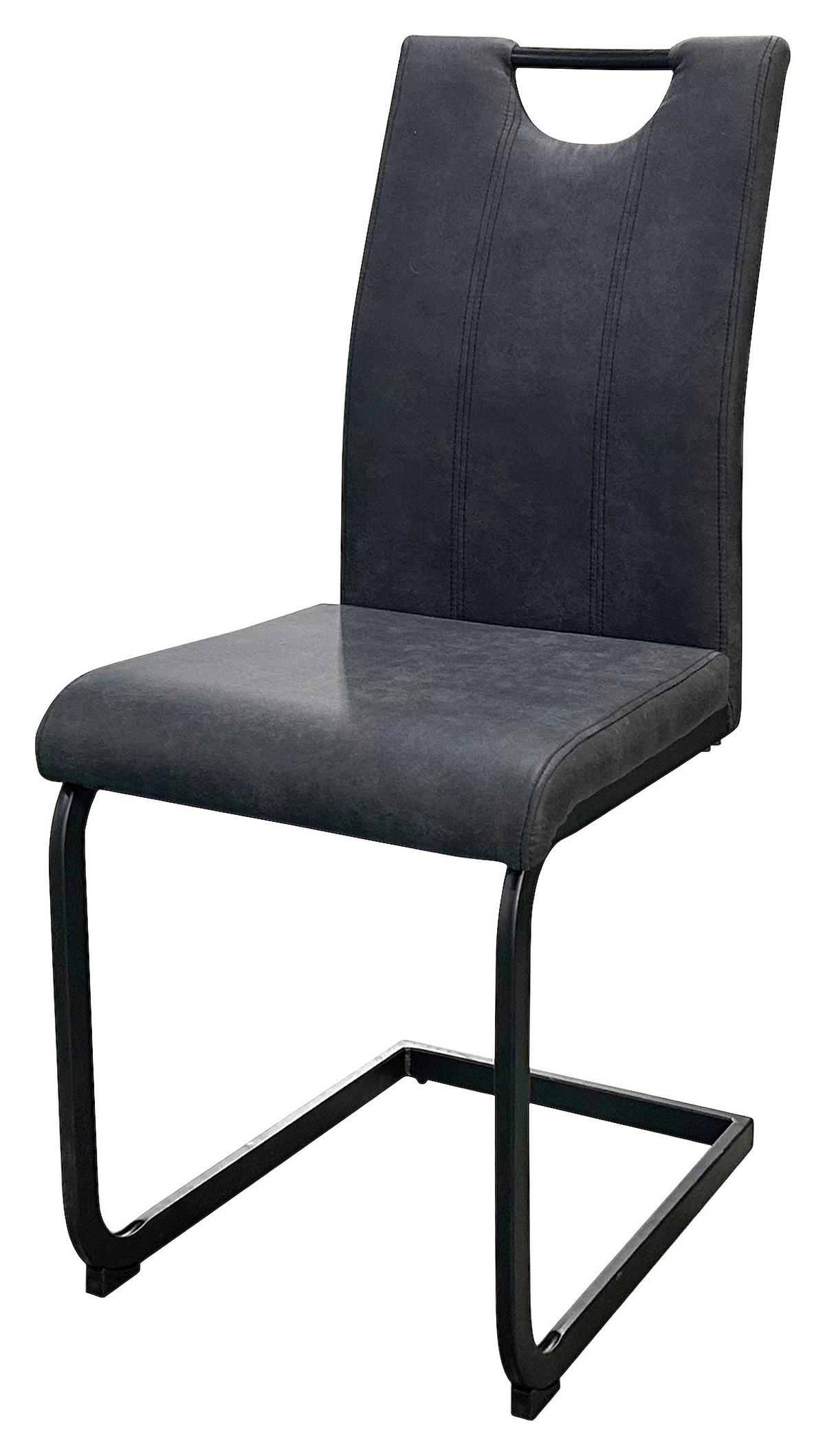 Schwingstuhl-set Banff, Anthrazit, B: 42 Cm - Anthrazit/Schwarz, Design, Textil/Metall (42/97/58cm) - MID.YOU