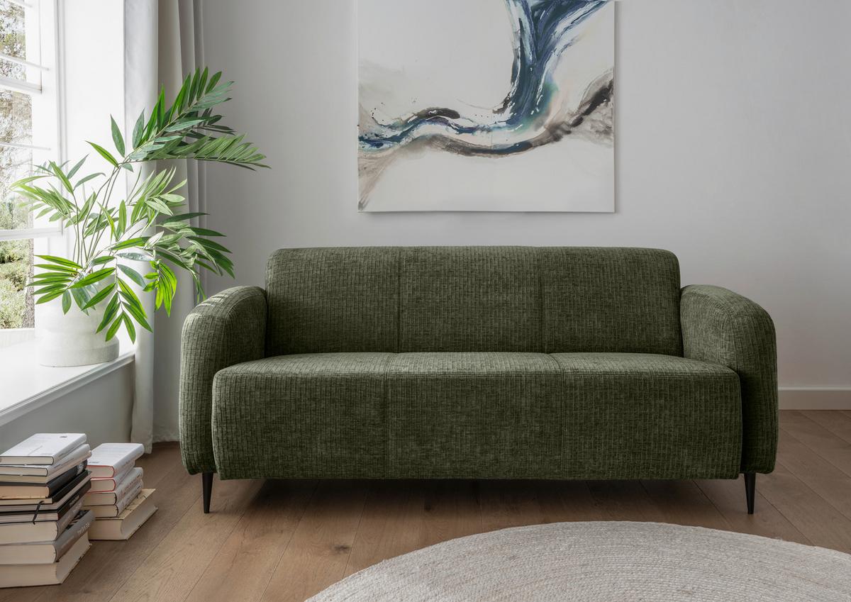 3-Sitzer-Sofa Marone Olivgrün B: 180cm - Schwarz/Olivgrün, MODERN, Textil (180/76/90cm) - Livetastic