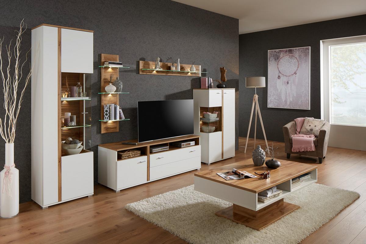 REGÁLOVÝ DÍL ALAMO - barvy dubu, Moderní, kompozitní dřevo/sklo (38/110/19cm) - Mömax