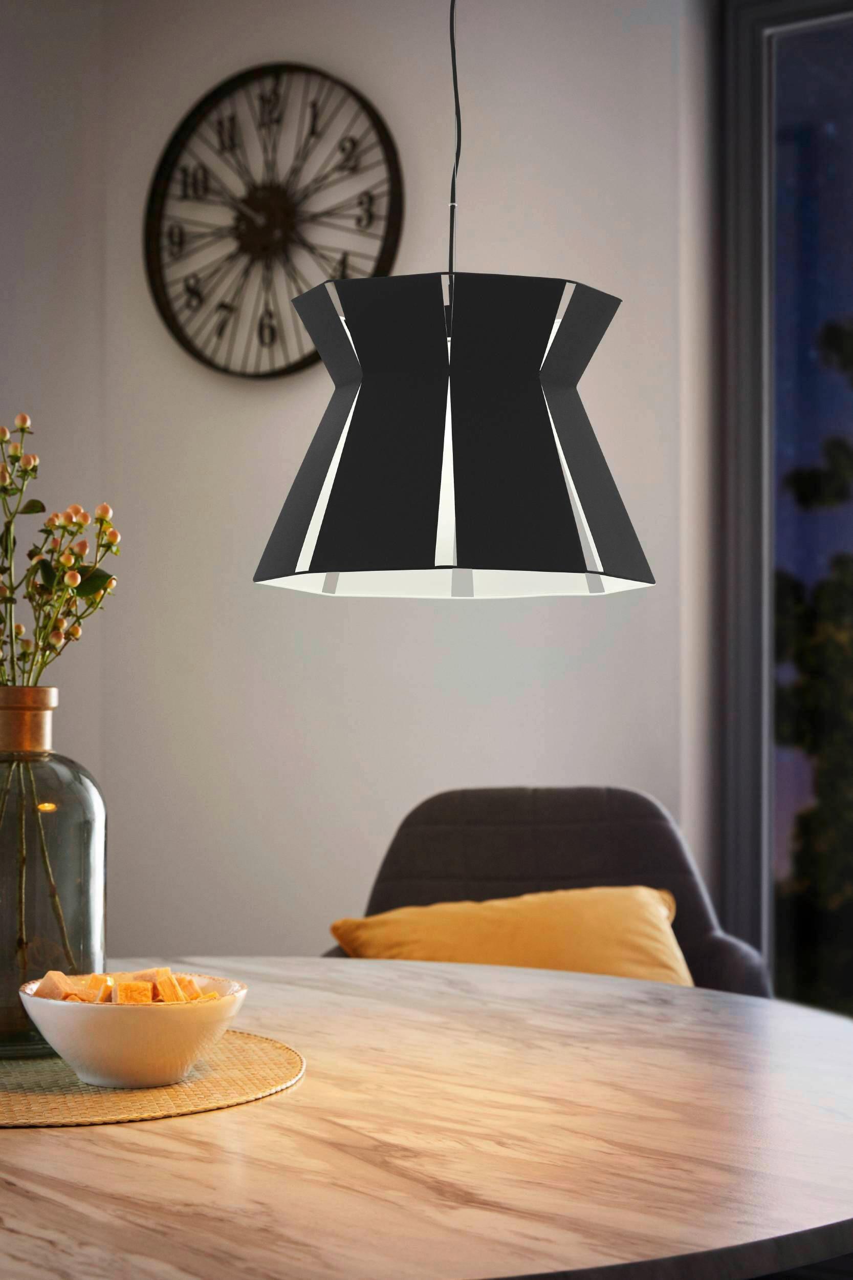 Hängeleuchte Valecrosia H: 110 Cm 1-Flammig, Oval - Schwarz/Weiß, Design, Metall (42/110cm) - Eglo