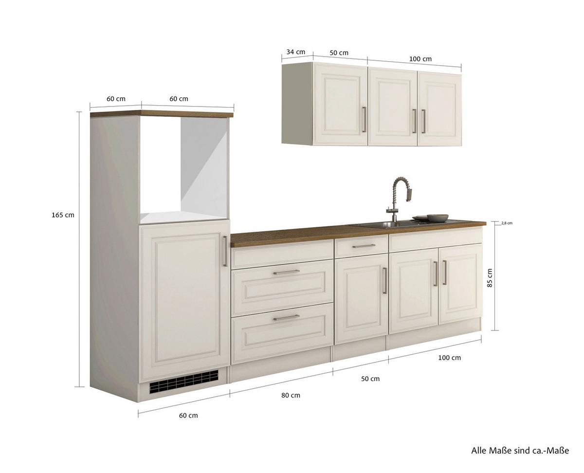 Küchenleerblock Rom Weiß B: 290 cm - Weiß/Sonoma Eiche, MODERN, Holzwerkstoff (290cm) - Held
