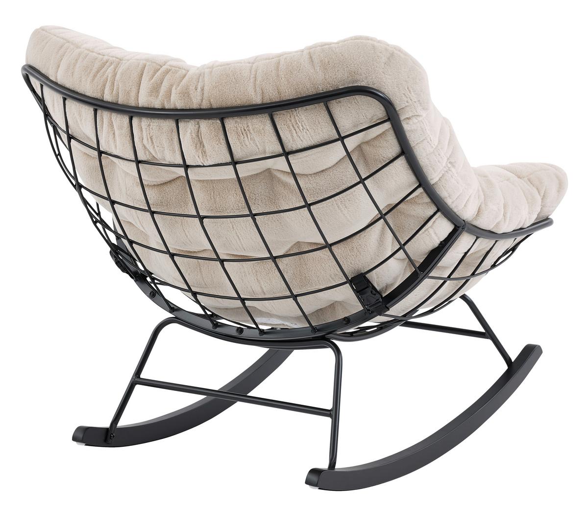 Hojdacie kreslo CLOUD, béžová umelá kožušina - čierna/béžová, Modern, kov/drevo (96/88/103cm) - Mömax