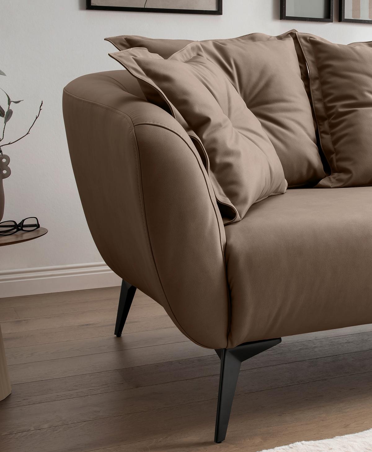 Ecksofa Baggio Braun S: 277x162 cm - Schwarz/Braun, MODERN, Textil (277/162cm) - Livetastic