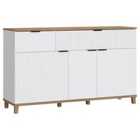 Sideboard Plissee Alpin Weiß Grandson Eiche B: 145 Cm - Eichefarben/Weiß, MODERN, Holzwerkstoff (145/86/40cm)