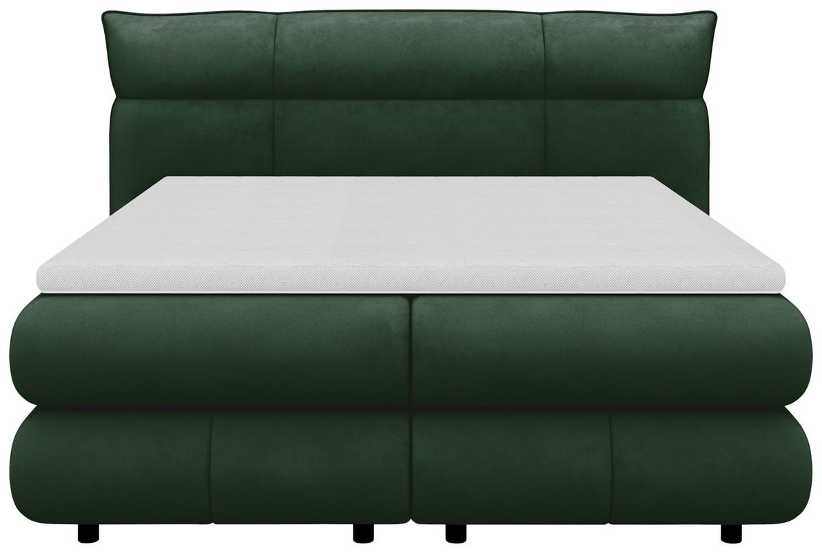 Boxspringbett Carmelo Dunkelgrün 160x200 cm H4 - Dunkelgrün/Schwarz, Trend, Textil (160/200cm)