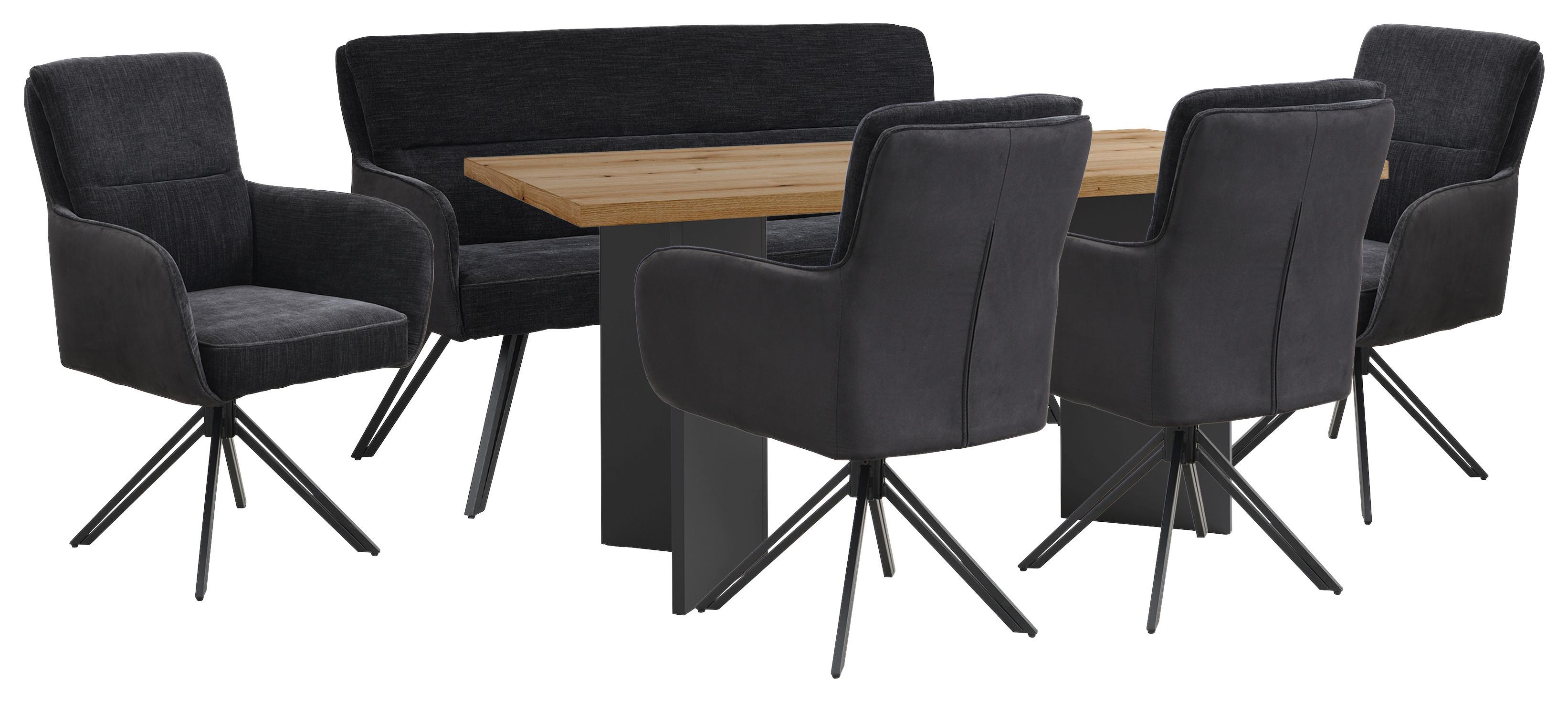 Stuhl-Set Tino - Schwarz, MODERN, Textil/Metall (62/94/70cm) - MID.YOU