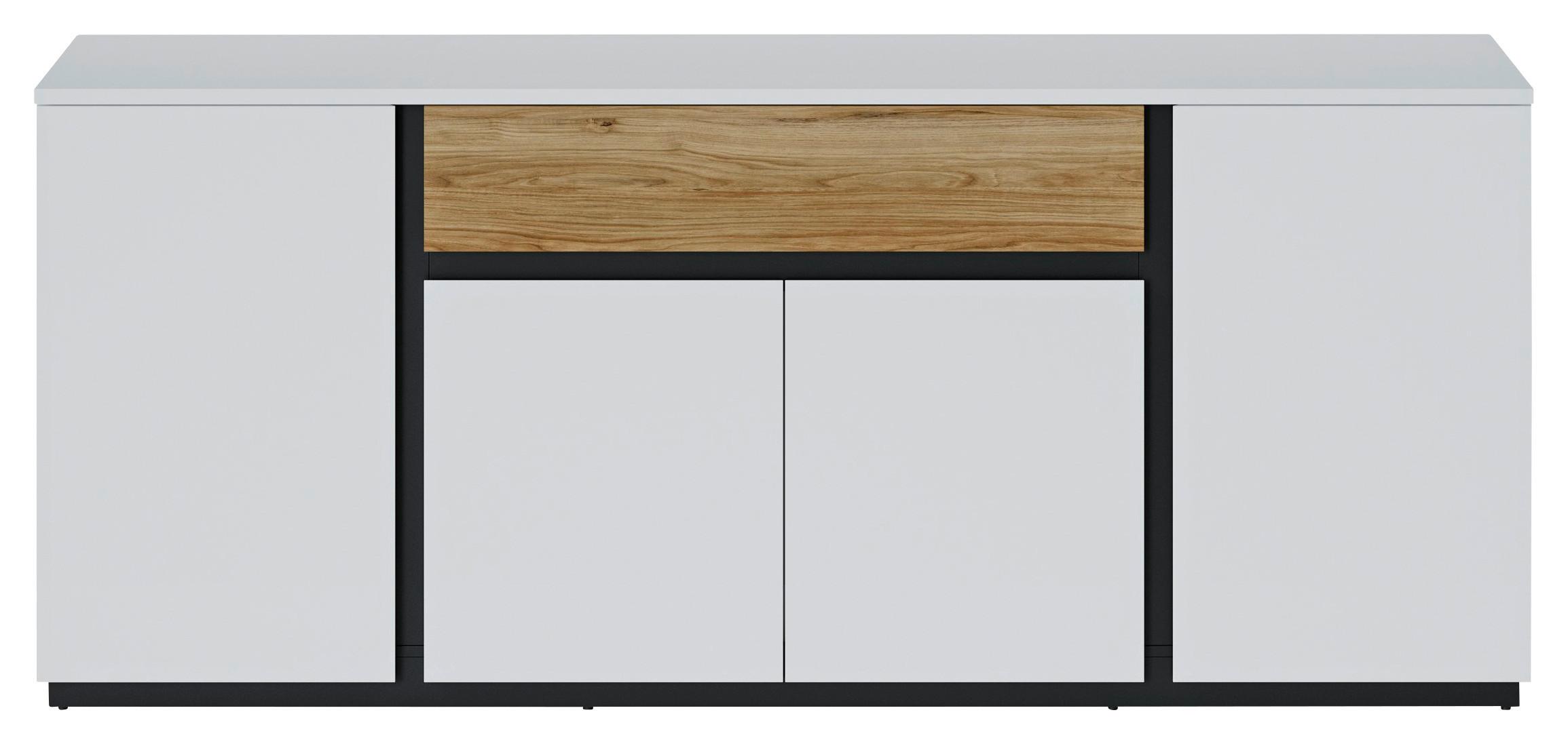 ŠIROKÁ KOMODA NOVENA - bílá/černá, Trend, kompozitní dřevo/plast (208,8/87,3/40cm)