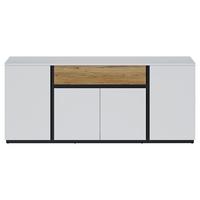 Sideboard Novena Alpinweiß B: 208,8 cm - Eichefarben/Schwarz, Trend, Holzwerkstoff (208,8/87,3/40cm)