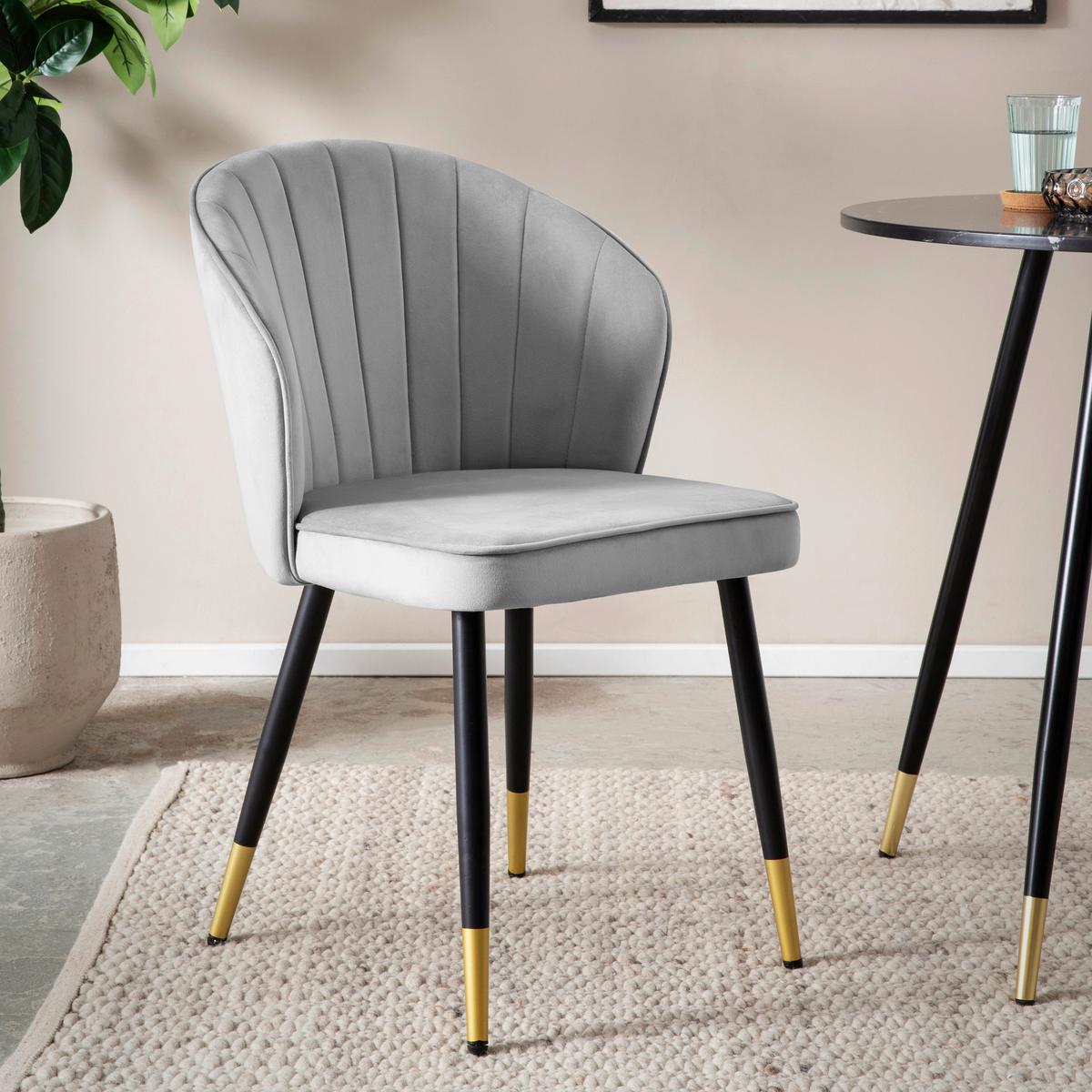 Stuhl-Set Grau B: 55 cm - Goldfarben/Schwarz, Design, Textil/Metall (55/83/53cm) - MID.YOU