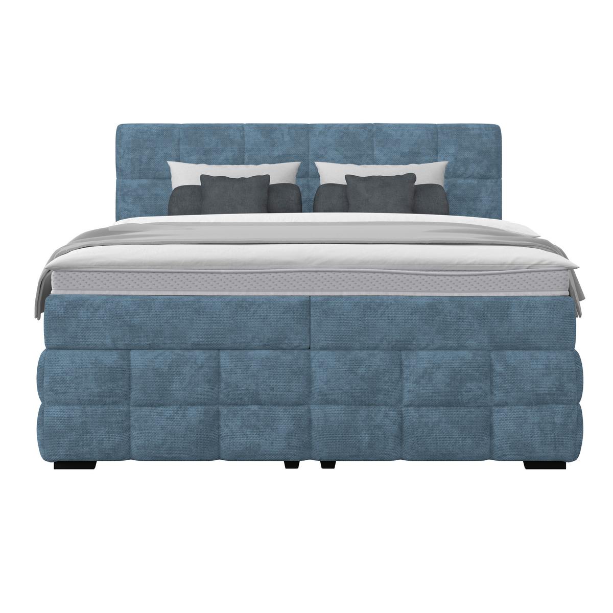 Čalouněná postel VEGA 180x200 cm, modrá - modrá/černá, Trend, dřevo/textil (180/200cm)