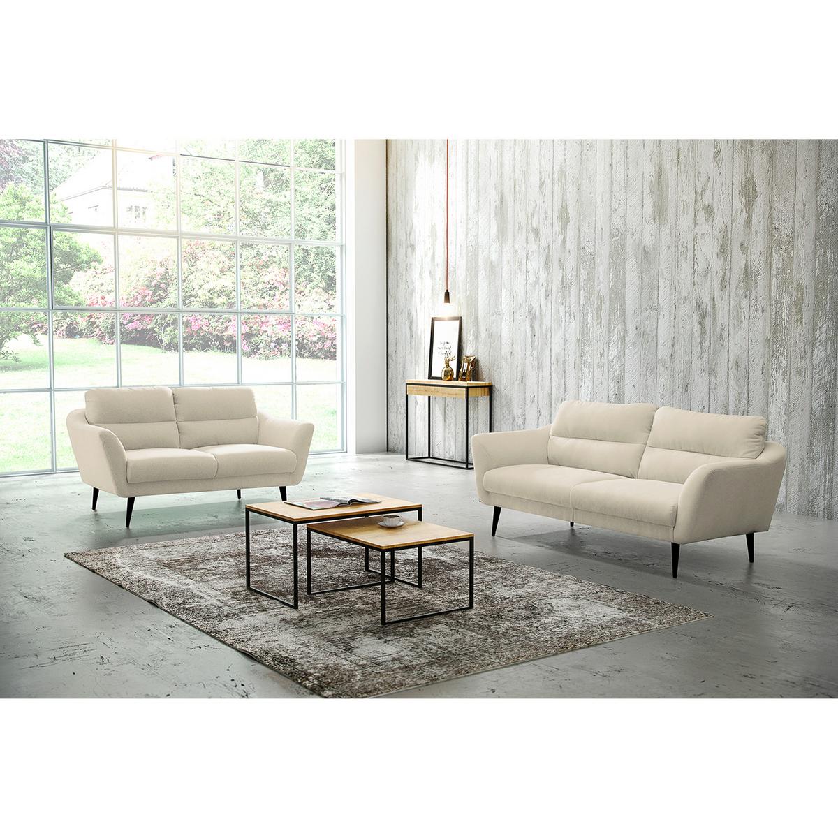 2-Sitzer-Sofa Tromso Creme B: 158 cm - Creme/Schwarz, Design, Textil (158/87/88cm) - Livetastic