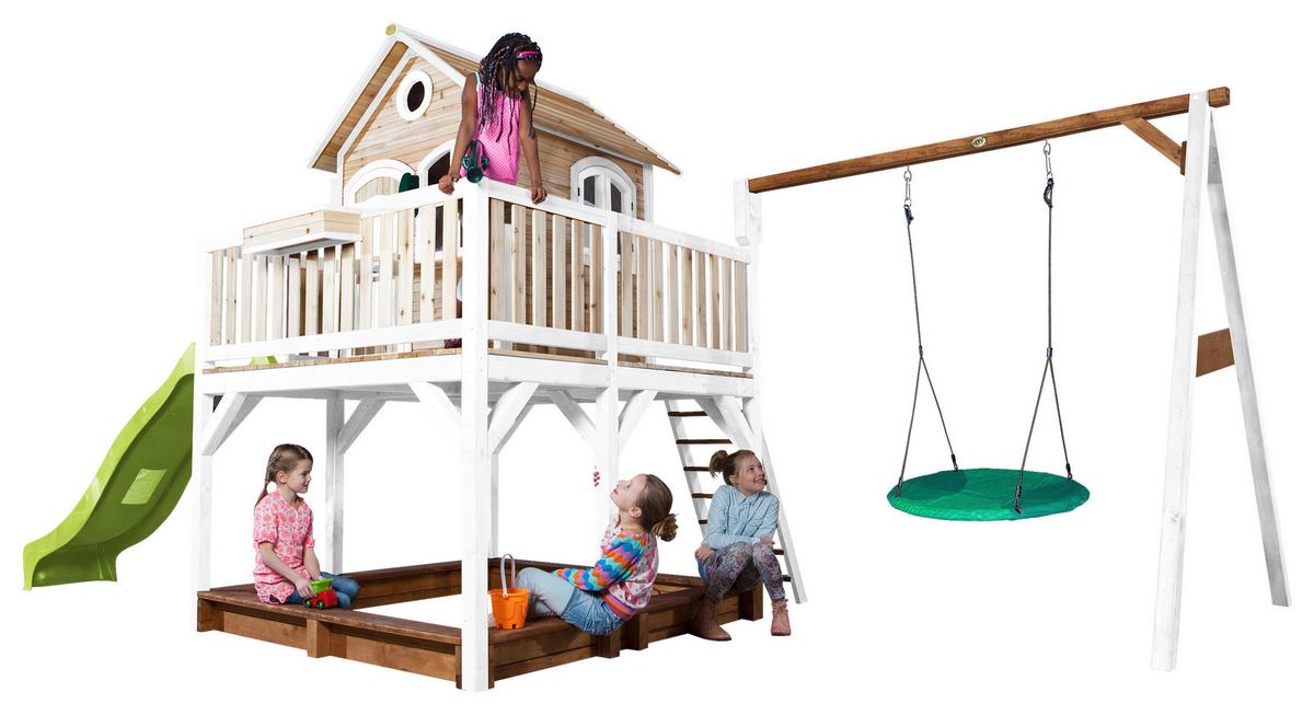 Spielturm A030.154.11 - Braun/Weiß, KONVENTIONELL, Holz (613/291/277cm) - Ambia Garden