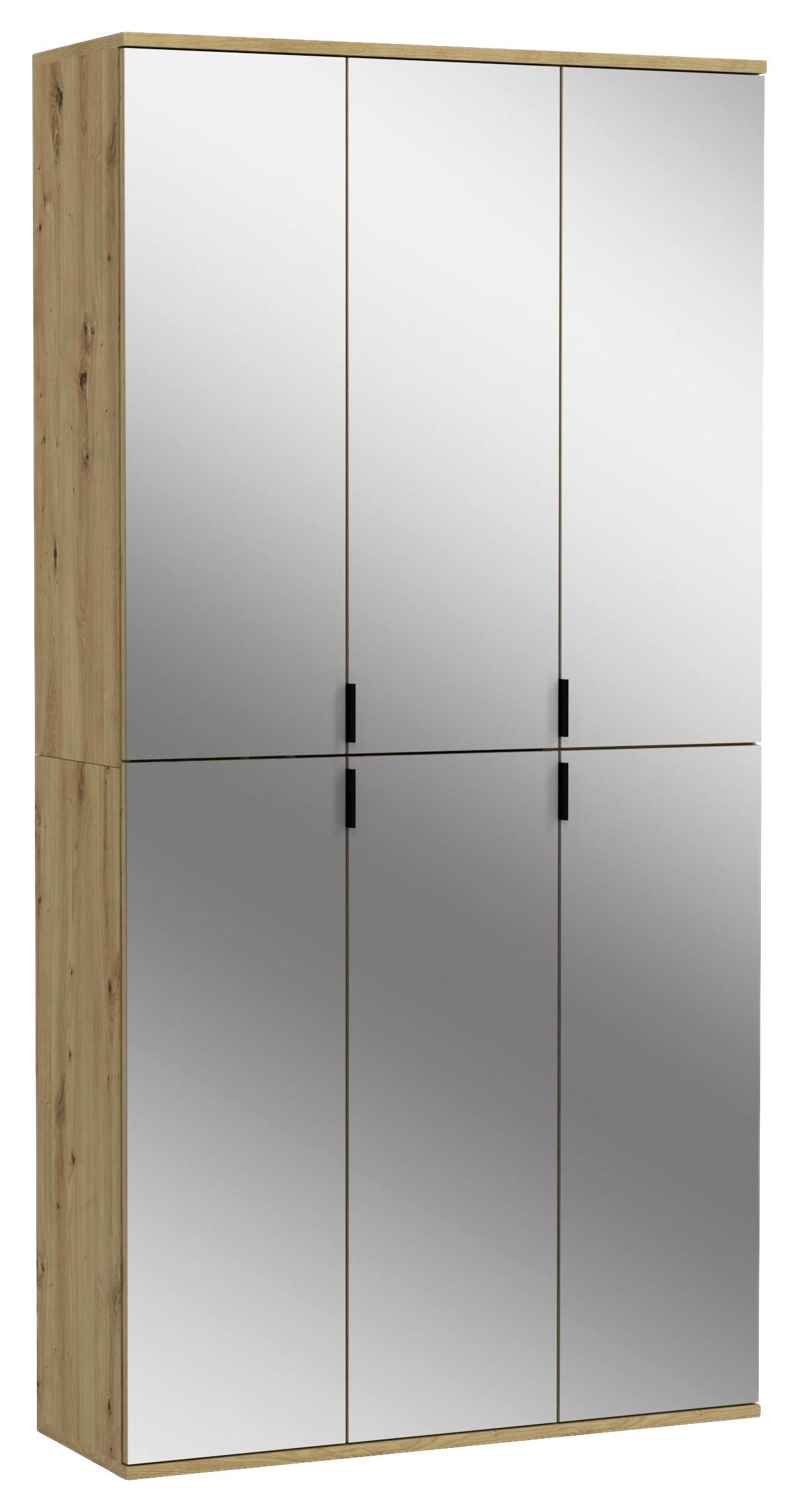 Garderobenschrank Projekt Eiche Dekor Grau - Eichefarben/Grau, KONVENTIONELL, Glas/Holzwerkstoff (91/193/34cm) - MID.YOU