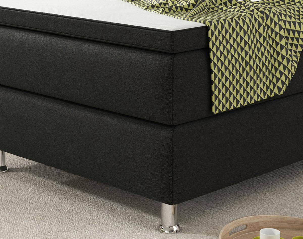 Boxspringbett Mit Topper / Matratze 90x200 Cm Köln - Silberfarben/Schwarz, KONVENTIONELL, Textil (90/115/210cm) - MID.YOU