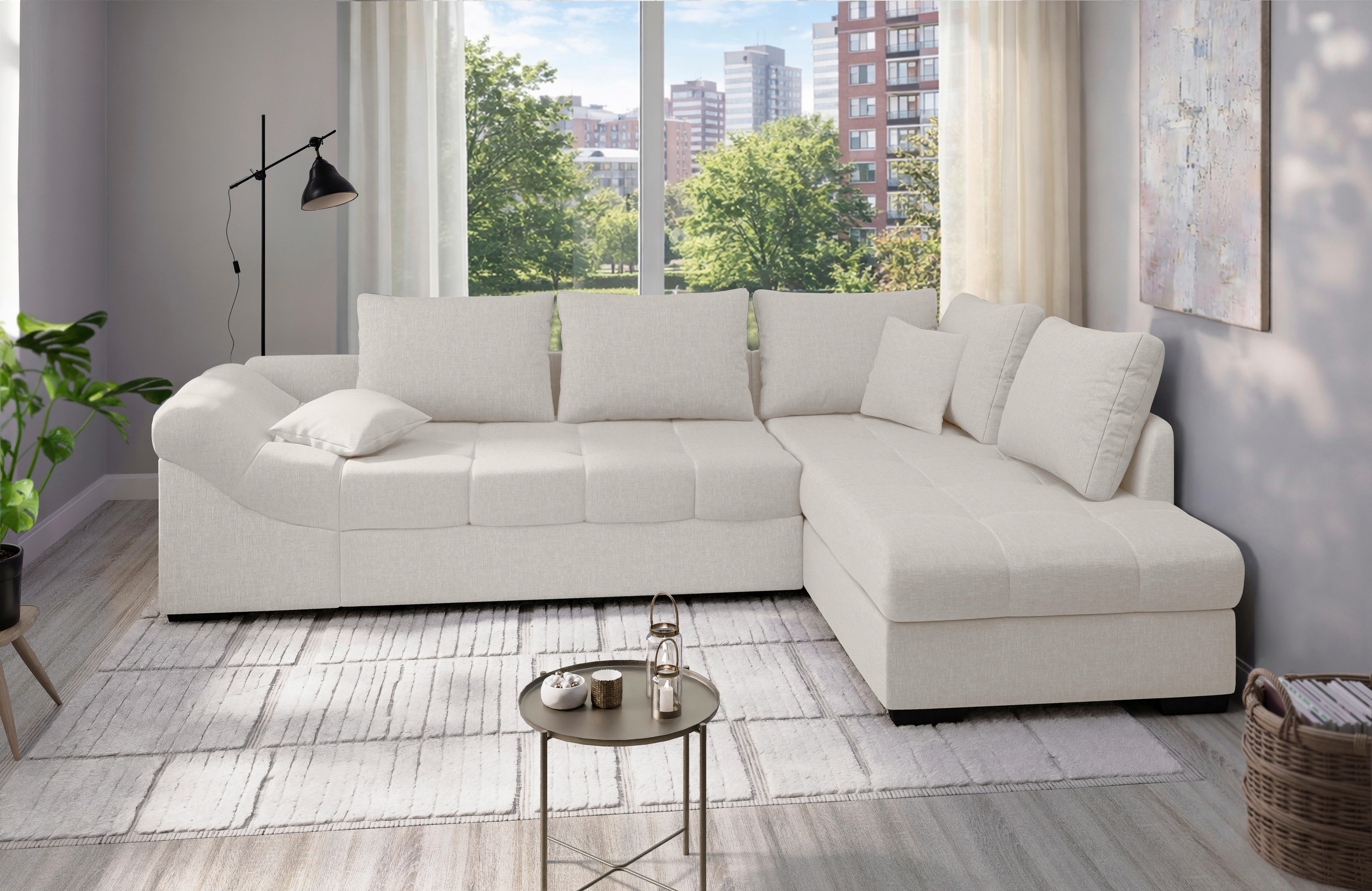 Eckschlafsofa Alvito Weiß S: 298x202 Cm - Schwarz/Weiß, MODERN, Textil (298/202cm) - MID.YOU