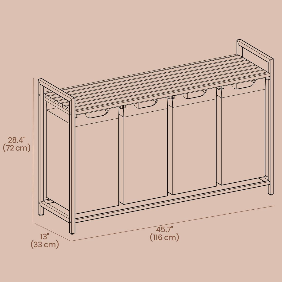 Wäschekorb Luandry Basket - Grau, MODERN, Holzwerkstoff/Metall (116/72/33cm) - MID.YOU
