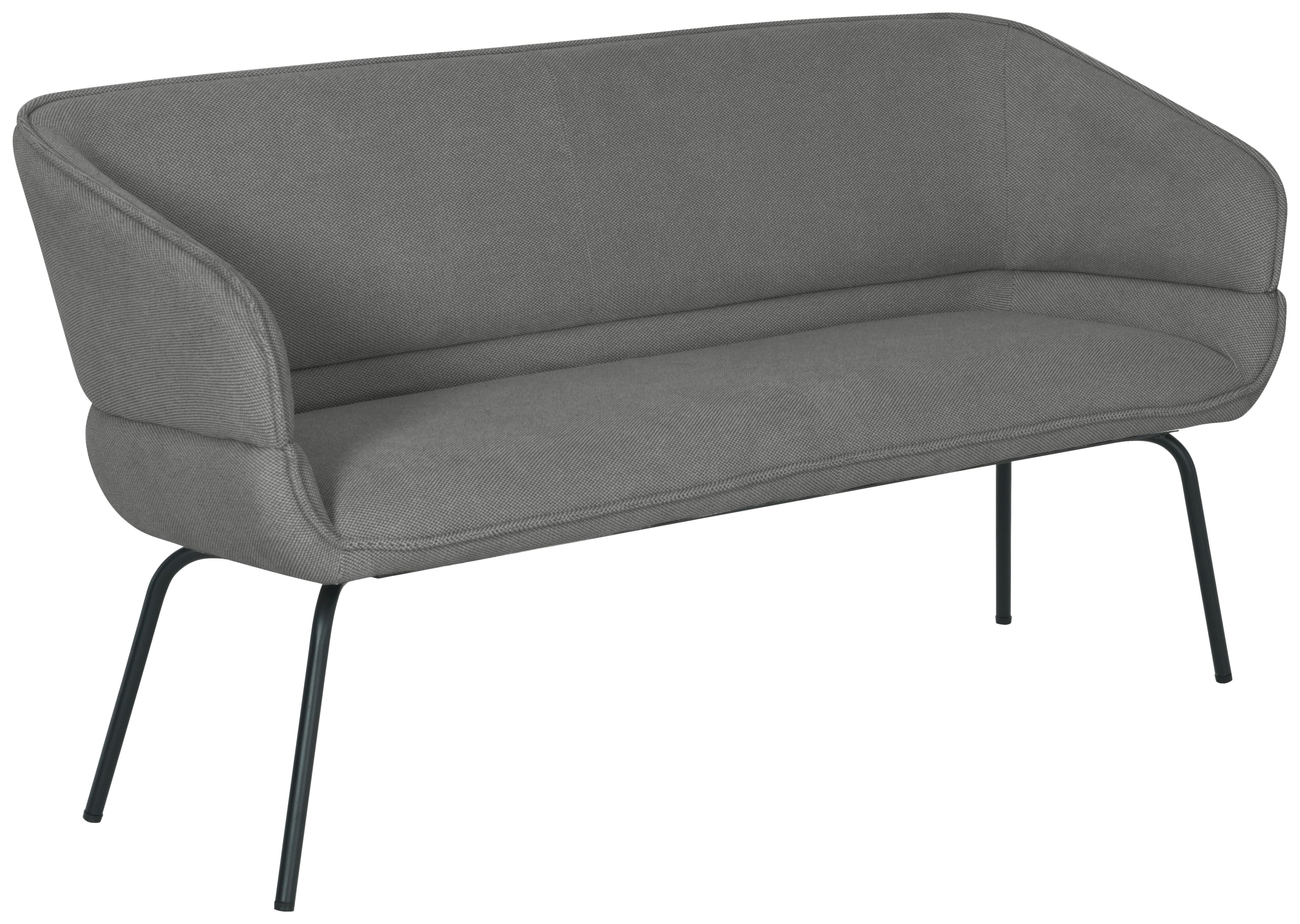 Sitzbank Serena Leinenoptik Grau, B: 160 cm - Schwarz/Grau, KONVENTIONELL, Holz/Textil (160/87/62cm)
