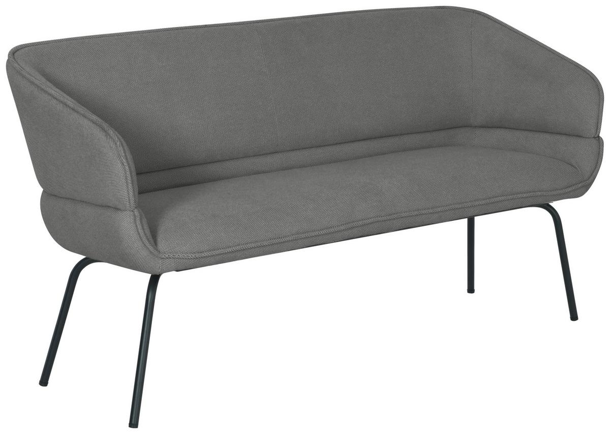 Sitzbank Serena Leinenoptik Grau, B: 160 cm - Schwarz/Grau, KONVENTIONELL, Holz/Textil (160/87/62cm)