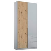 Drehtürenschrank 91 Cm Alabama Extra Hellgrau - Hellgrau/Eiche Artisan, MODERN, Holzwerkstoff (91/229/54cm)
