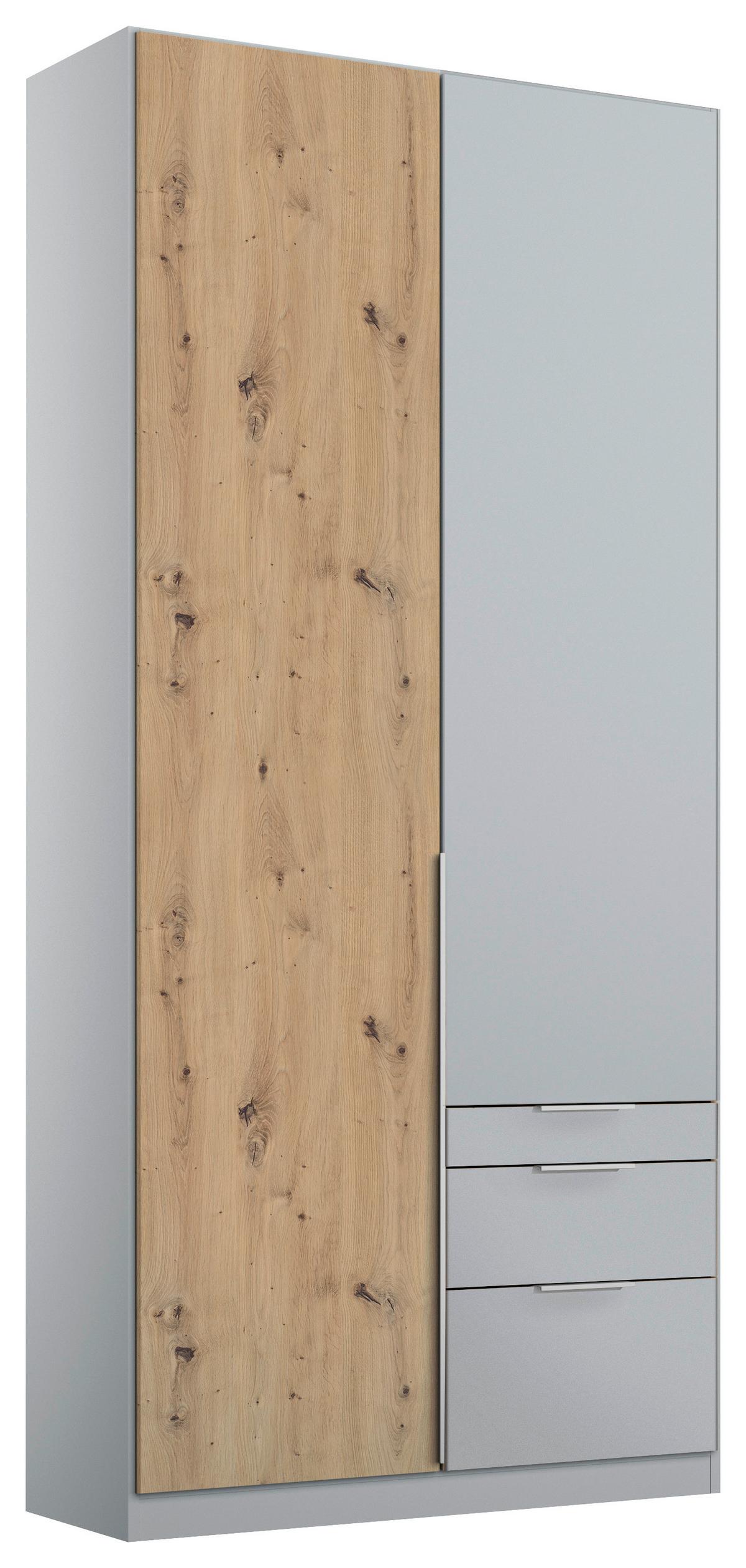 Drehtürenschrank 91 Cm Alabama Extra Hellgrau - Hellgrau/Eiche Artisan, MODERN, Holzwerkstoff (91/229/54cm)
