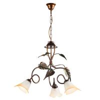 Kronleuchter 4620/3 - Bronzefarben/Olivgrün, Natur, Glas/Metall (40/110cm)
