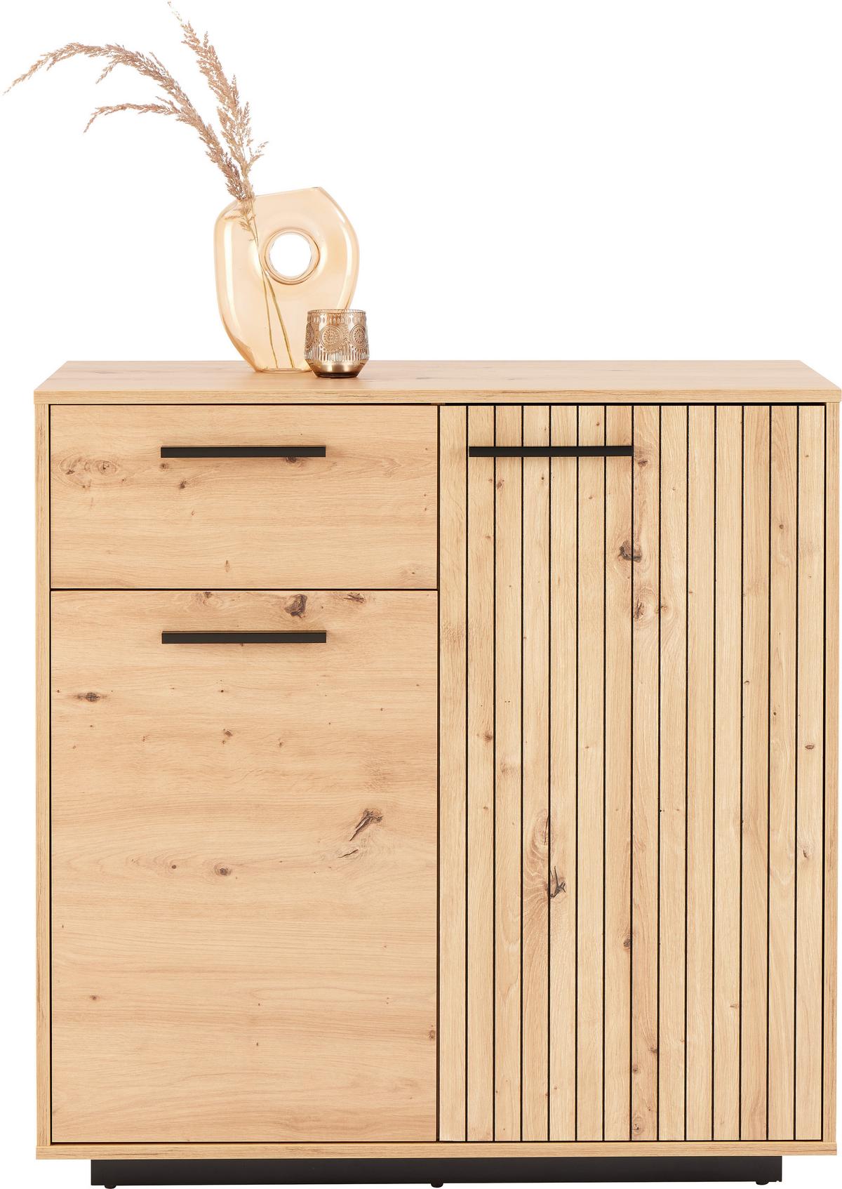 Kommode Lukas 2-türig Artisan Eiche Dekor B: 93,6cm - Schwarz/Eiche Artisan, Trend, Holzwerkstoff (93,6/95,4/40,2cm)