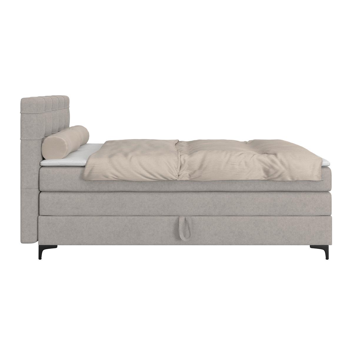 Boxspringbett MITTO Lavagrau 140x200 cm - Lavagrau/Schwarz, KONVENTIONELL, Textil/Metall (140/200cm)