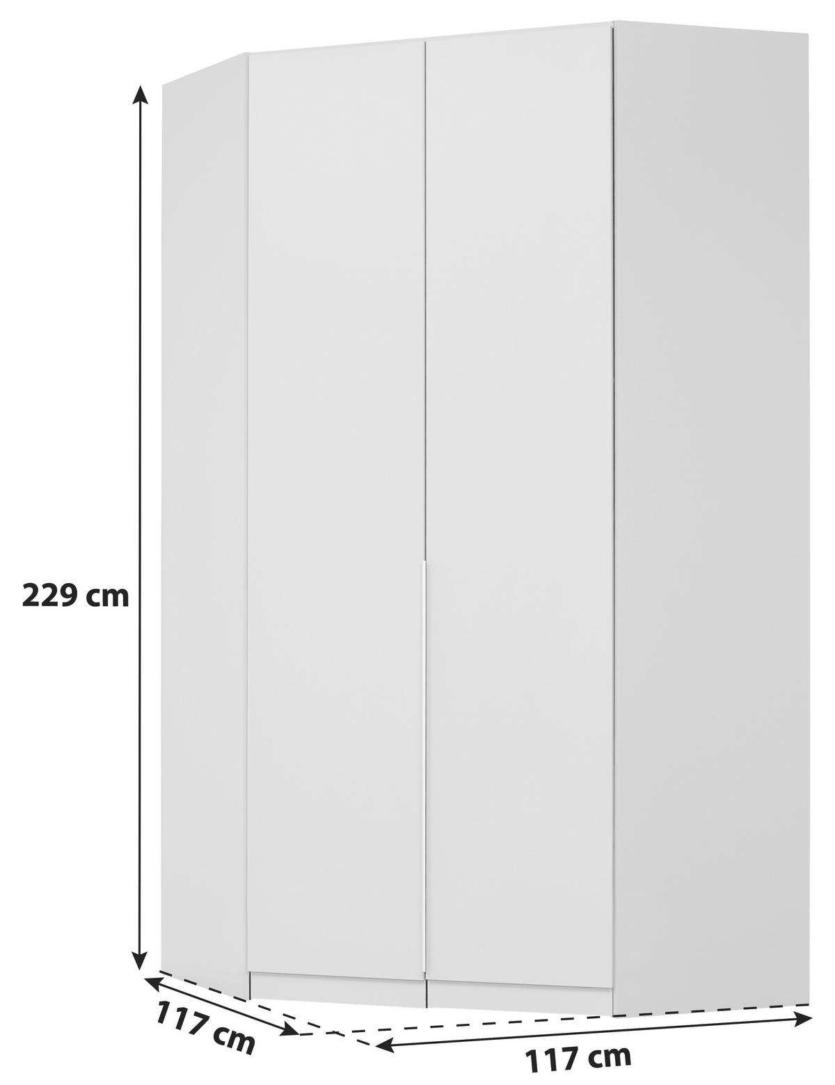 ROHOVÁ ŠATNÍ SKŘÍŇ ALABAMA - světle šedá/barvy hliníku, Moderní, kompozitní dřevo (117/229/117cm)