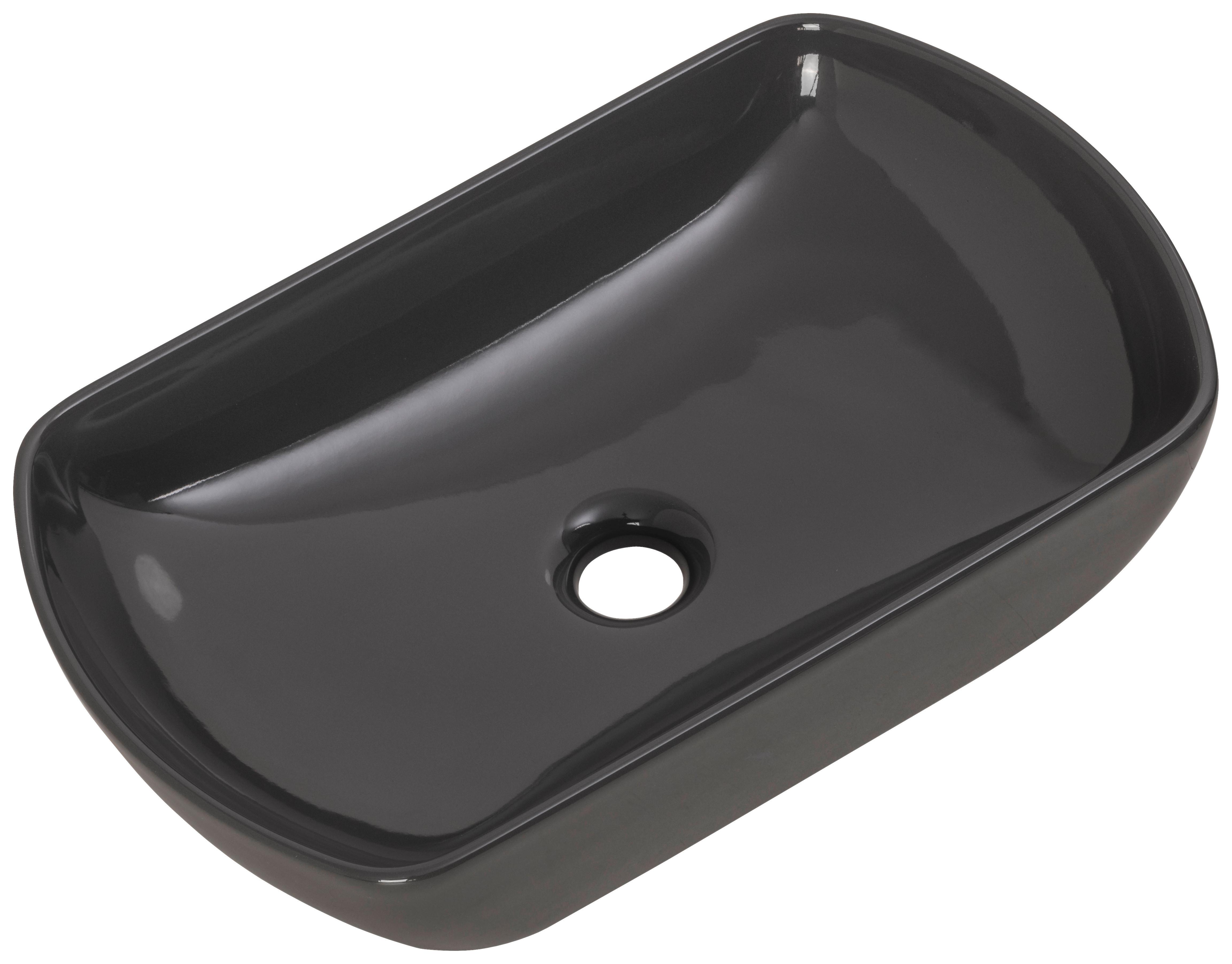 Aufsatzwaschbecken New York BxHxT: 50x12,5x31,5 cm Grau - Grau, MODERN, Keramik (50/12,5/31,5cm) - MID.YOU