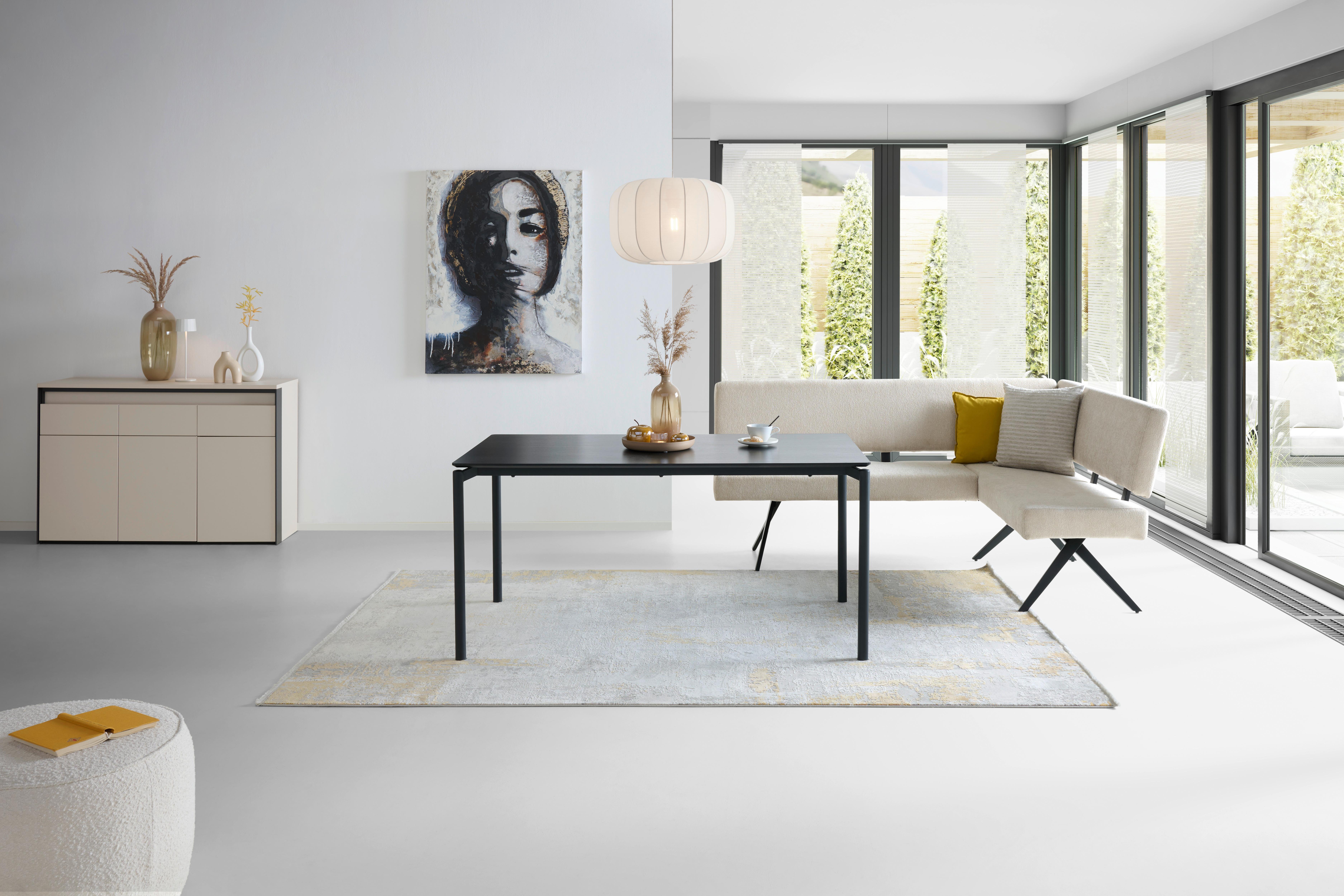 Eckbank Chios - Beige/Schwarz, KONVENTIONELL, Textil/Metall (190/150cm) - MID.YOU